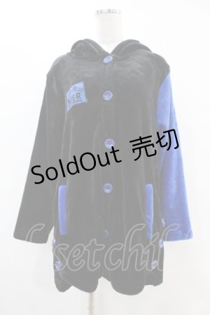 画像: NieR Clothing / うさ耳付き配色カーディガン  黒×青 H-25-06-16-1046-PU-TO-KB-ZT341