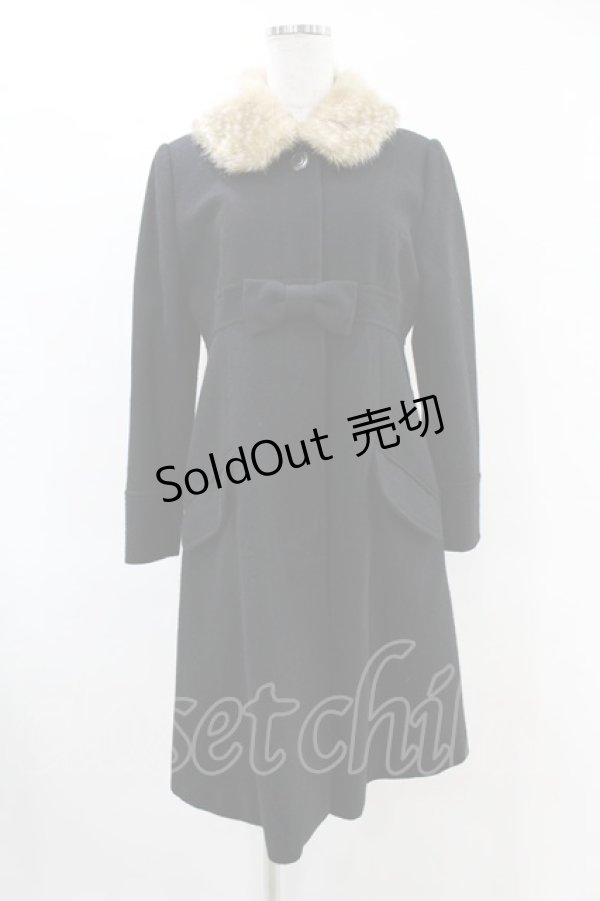 画像1: Emily Temple cute / バンビファー衿メルトンコート  ブラック H-25-06-16-1052-ET-CO-KB-ZH (1)