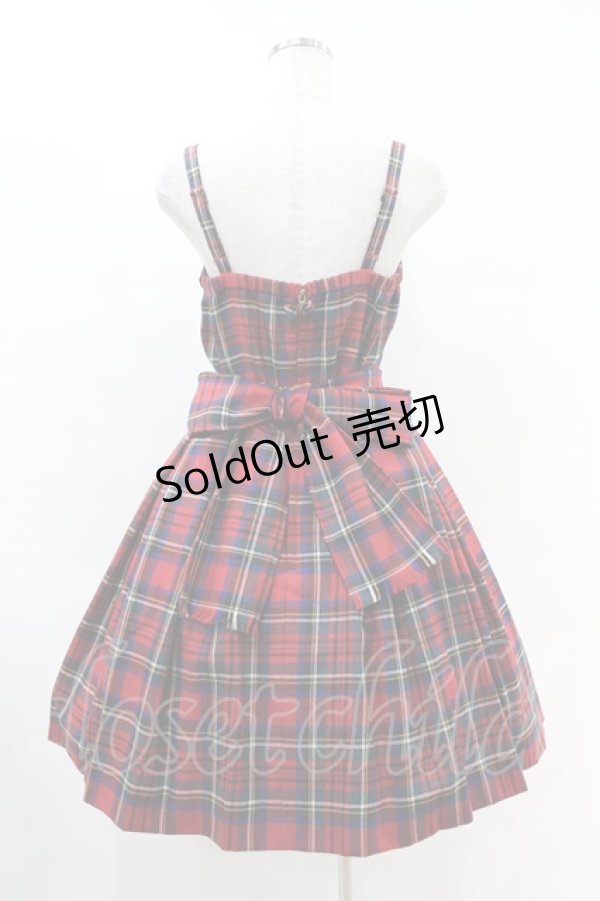 画像2: Jane Marple / ウールタータンのリボン付ワンピース  レッド H-25-06-16-1020-JM-OP-KB-ZT341 (2)