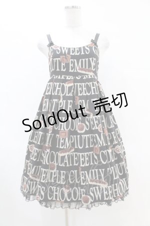 画像: Emily Temple cute / ロゴ&チョコプリントノースリーブワンピース  クロ H-25-06-16-1023-ET-OP-KB-ZH