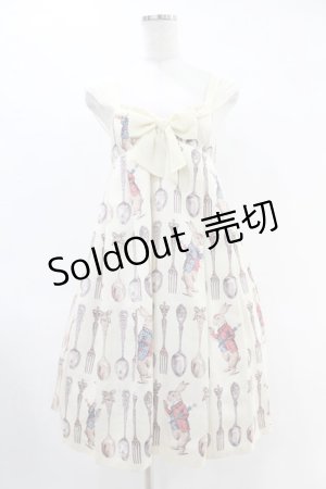 画像: Emily Temple cute / スプーン&フォークハイウエストノースリーブワンピース  オフシロ H-25-06-16-1025-ET-OP-KB-ZH