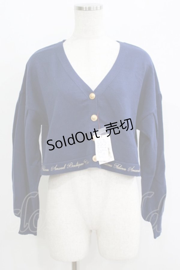 画像1: Amavel / Message Embroideryカーディガン Free ネイビー H-25-06-16-078-CA-TO-NS-ZH (1)