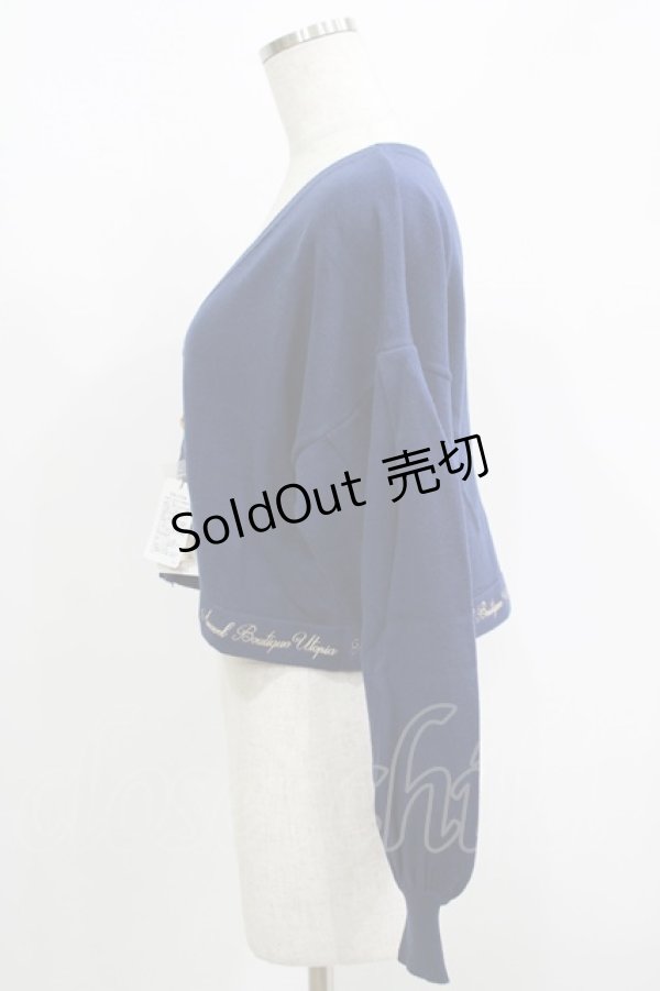 画像2: Amavel / Message Embroideryカーディガン Free ネイビー H-25-06-16-078-CA-TO-NS-ZH (2)