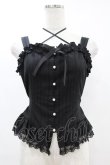 画像1: Victorian maiden / ロココブーケフリルビスチェ（無地） Free ブラック H-25-06-17-1007-CL-TO-NS-ZH (1)