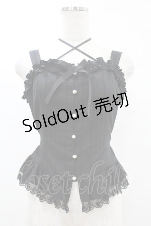 画像: Victorian maiden / ロココブーケフリルビスチェ（無地） Free ブラック H-25-06-17-1007-CL-TO-NS-ZH