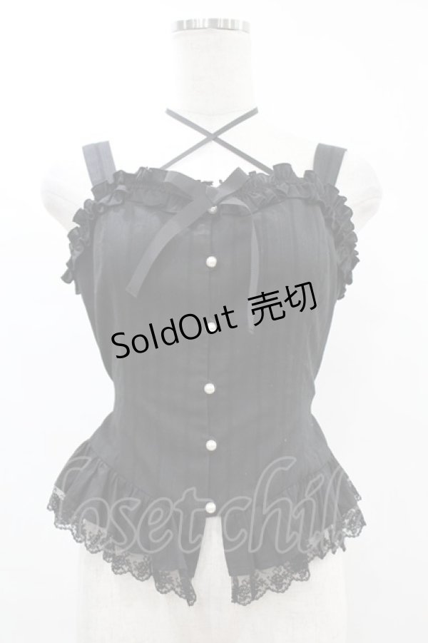 画像1: Victorian maiden / ロココブーケフリルビスチェ（無地） Free ブラック H-25-06-17-1007-CL-TO-NS-ZH (1)