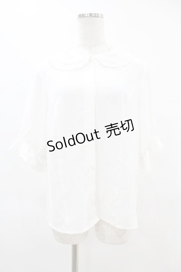 画像1: DearMyLoveRose / コットンレース上品丸襟ブラウス LL オフ H-25-06-17-1048-EL-BL-NS-ZH (1)