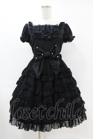 画像: Angelic Pretty / ジョーゼットフリルシンフォニーワンピース Free ブラック H-25-06-17-1019-AP-OP-NS-ZH