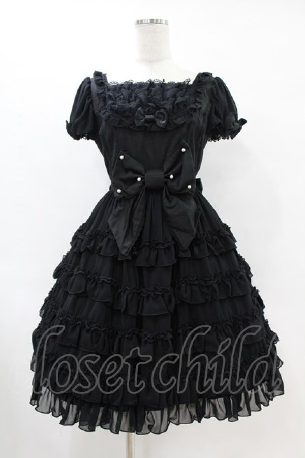 画像1: Angelic Pretty / ジョーゼットフリルシンフォニーワンピース Free ブラック H-25-06-17-1019-AP-OP-NS-ZH (1)