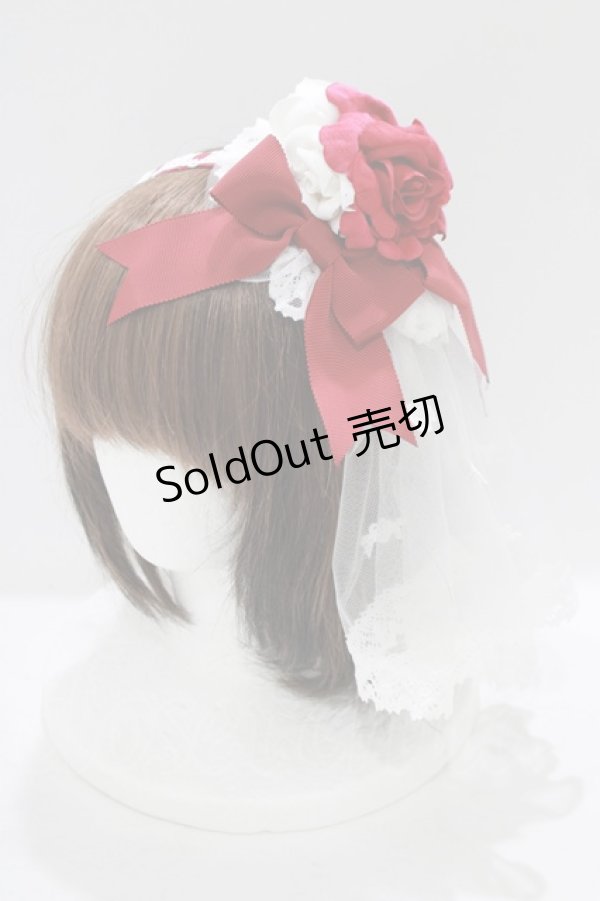 画像1: BABY,THE STARS SHINE BRIGHT / アントワーヌブーケカチューシャ  オフ白/エンジ H-25-06-17-065-BA-AC-NS-ZH (1)