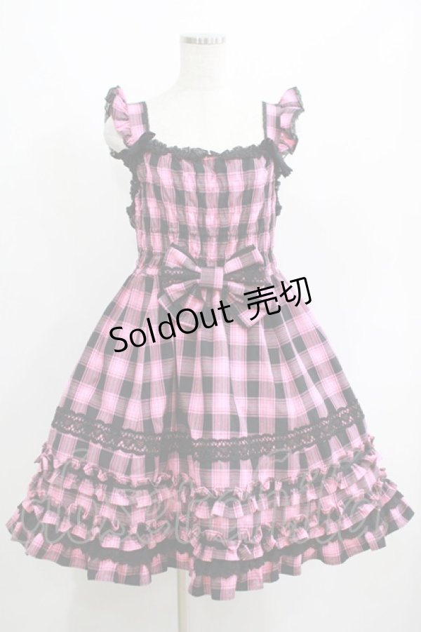 画像1: Angelic Pretty / Cotton candyシャーリングジャンパースカートSet Free ブラック/ピンク H-25-06-17-006-AP-OP-NS-ZH (1)