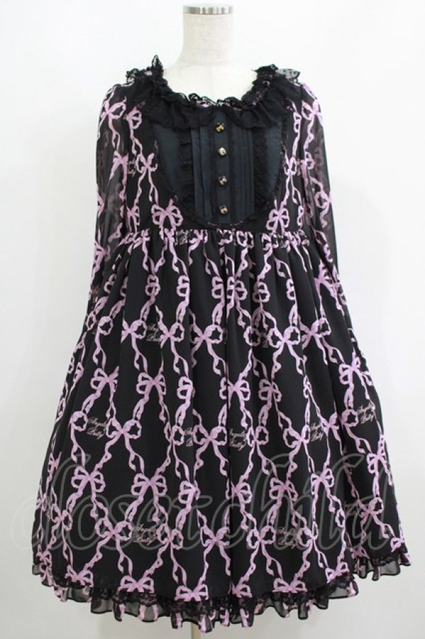 画像1: Angelic Pretty / Sweetie Ribbonワンピース Free ブラック/ピンク H-25-06-17-002-AP-OP-NS-ZH (1)