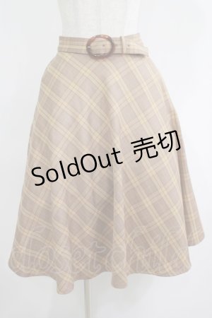 画像: F&A / べっ甲ベルト付きチェックフレアースカート Free BEIGE×BR H-25-06-17-016-LO-SK-NS-ZH