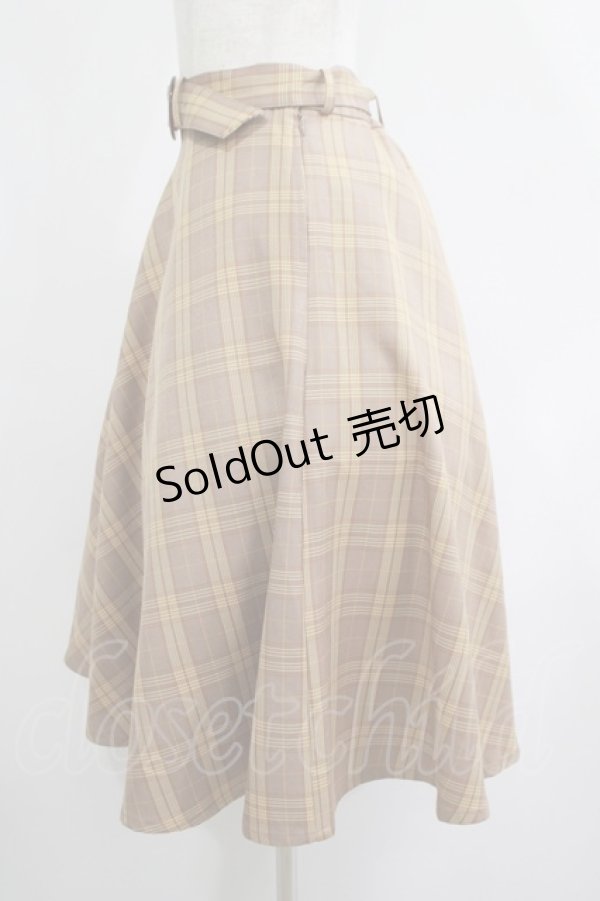 画像2: F&A / べっ甲ベルト付きチェックフレアースカート Free BEIGE×BR H-25-06-17-016-LO-SK-NS-ZH (2)