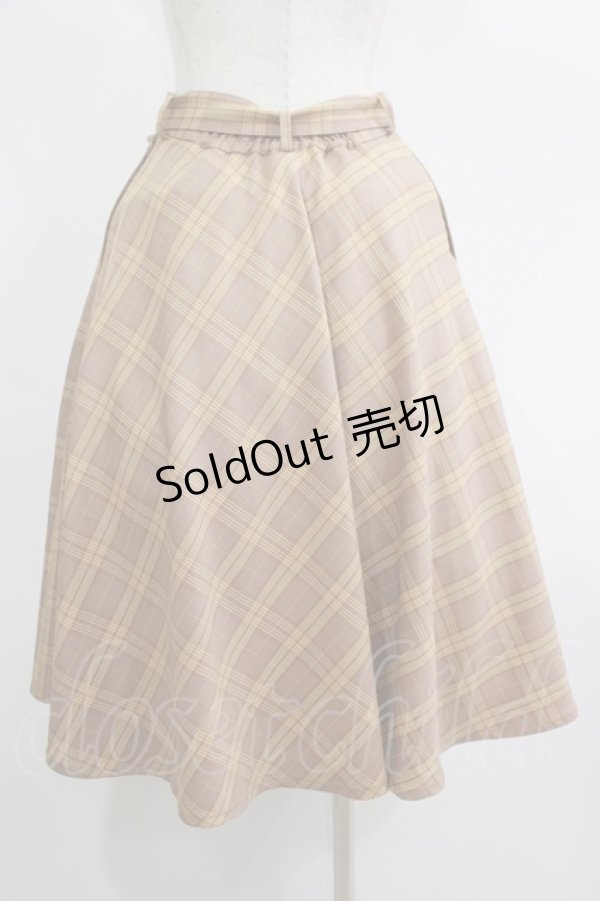 画像3: F&A / べっ甲ベルト付きチェックフレアースカート Free BEIGE×BR H-25-06-17-016-LO-SK-NS-ZH (3)