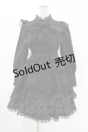 画像: ManonMimie / Layered Skirt Dolly Ribbon OP Free ブラック H-25-06-18-038-0-OP-NS-ZH