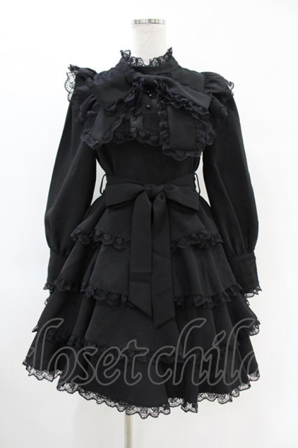 画像1: ManonMimie / Layered Skirt Dolly Ribbon OP Free ブラック H-25-06-18-038-0-OP-NS-ZH (1)