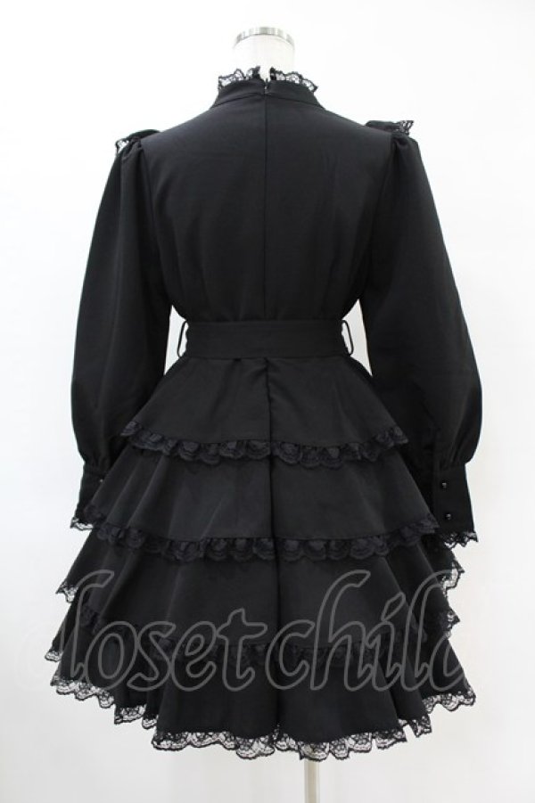 画像2: ManonMimie / Layered Skirt Dolly Ribbon OP Free ブラック H-25-06-18-038-0-OP-NS-ZH (2)