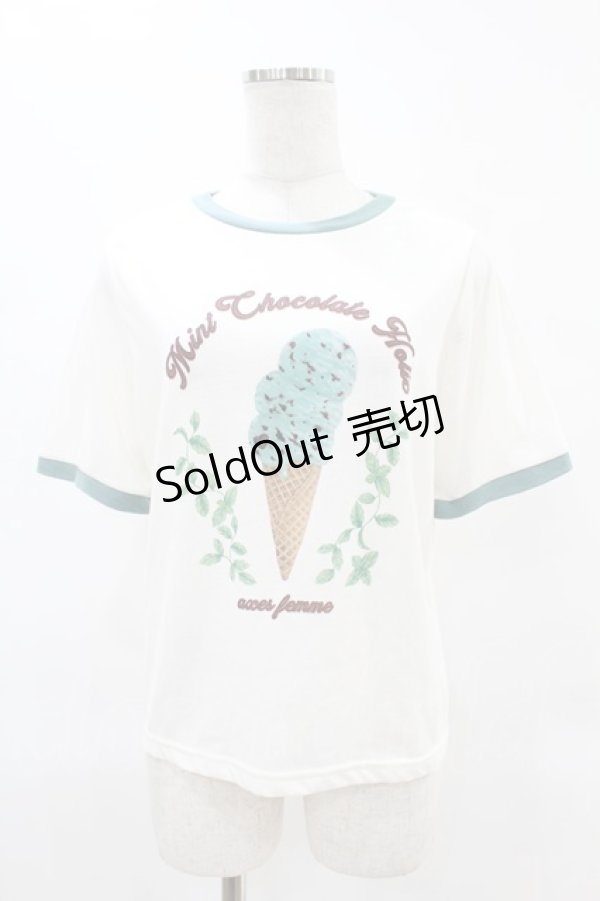 画像1: axes femme / チョコミントプリントTシャツ Free 白 H-25-06-18-052-AX-TO-NS-ZH (1)