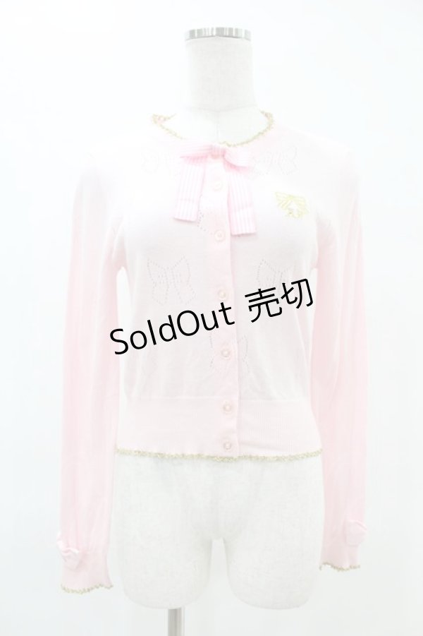 画像1: Angelic Pretty / 恋する乙女リボンニットカーディガン Free ピンク H-25-06-18-054-AP-TO-NS-ZH (1)