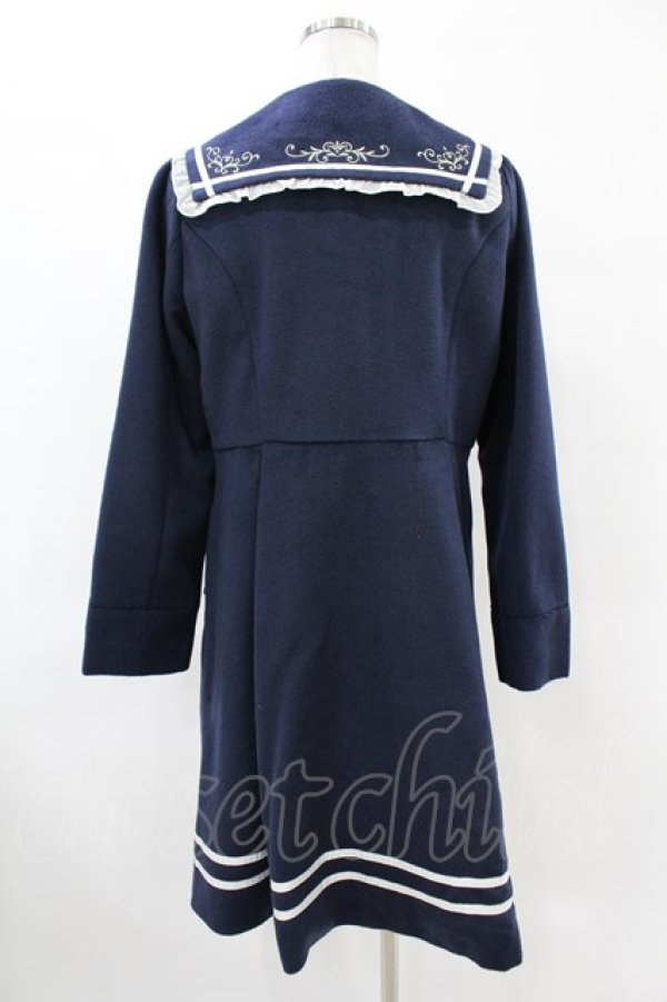 画像2: axes femme POETIQUE / 刺繍セーラーカラーコート M ネイビー H-25-06-18-059-AX-CO-NS-ZH (2)