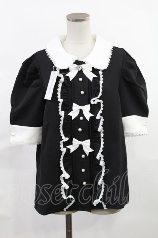 画像1: DearMyLove / マトンスリーブブラウス 3L ブラック H-25-06-18-1027-EL-BL-NS-ZH (1)