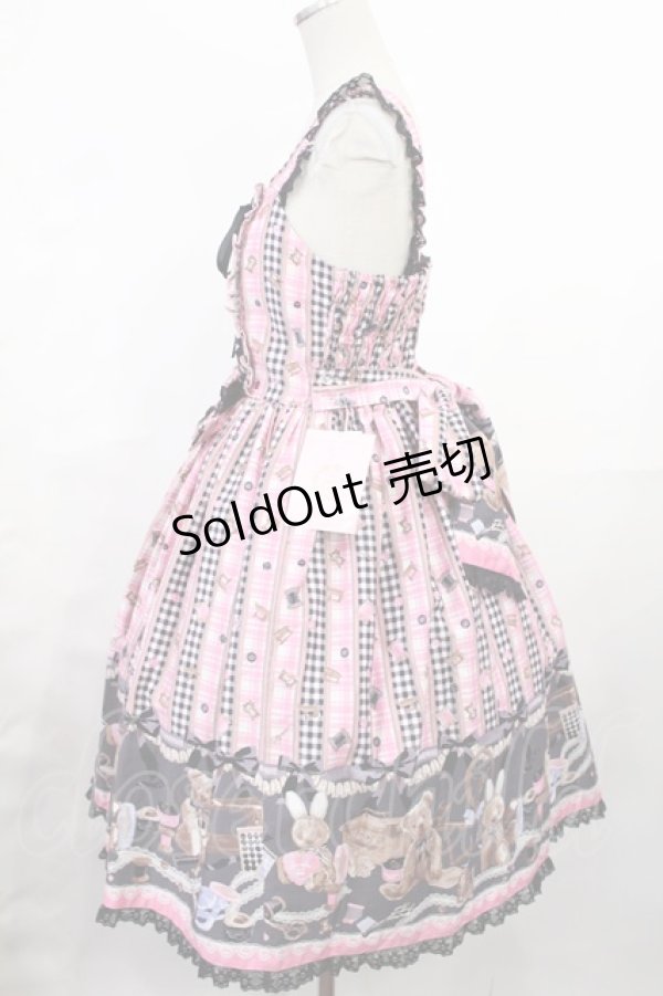 画像2: metamorphose / Happy Sewing Timeジャンパースカート+ヘッドドレスセット サイズ1 ブラック/ピンク H-25-06-18-1001-ME-OP-NS-ZH (2)