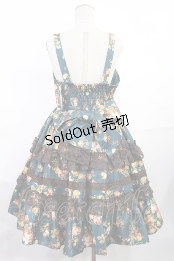 画像3: axes femme kawaii / アンティークローズ柄ジャンパースカート M グリーン H-25-06-18-1006-AX-OP-NS-ZH (3)