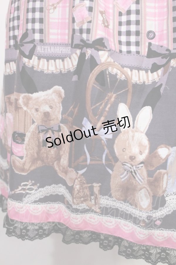 画像4: metamorphose / Happy Sewing Timeジャンパースカート+ヘッドドレスセット サイズ1 ブラック/ピンク H-25-06-18-1001-ME-OP-NS-ZH (4)