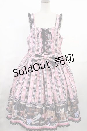 画像: metamorphose / 【プラスサイズ】Happy Sewing Time フリルジャンパースカート+ヘッドドレスセット プラスサイズ ブラック/ピンク H-25-06-18-1002-ME-OP-NS-ZH