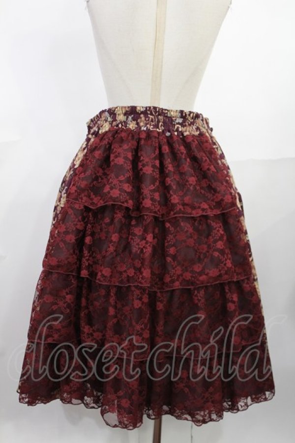 メタモルフォーゼ☆ゴブラン風くまちゃんバッスルスカート☆ボルドー metamorphose / 【プラスサイズ】ゴブラン風くまちゃんバッスル