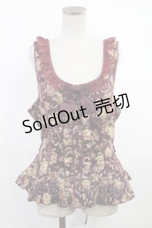 画像: metamorphose / 【プラスサイズ】ゴブラン風くまちゃんフリルビスチェ プラスサイズ ボルドー H-25-06-18-1025-ME-JA-NS-ZH