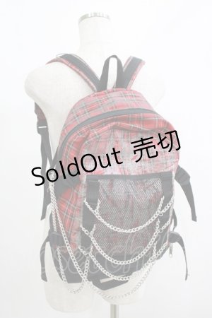 画像: PEACE NOW / ペイントチェックリュック  黒×赤 H-25-06-19-056-PU-BG-KB-ZH