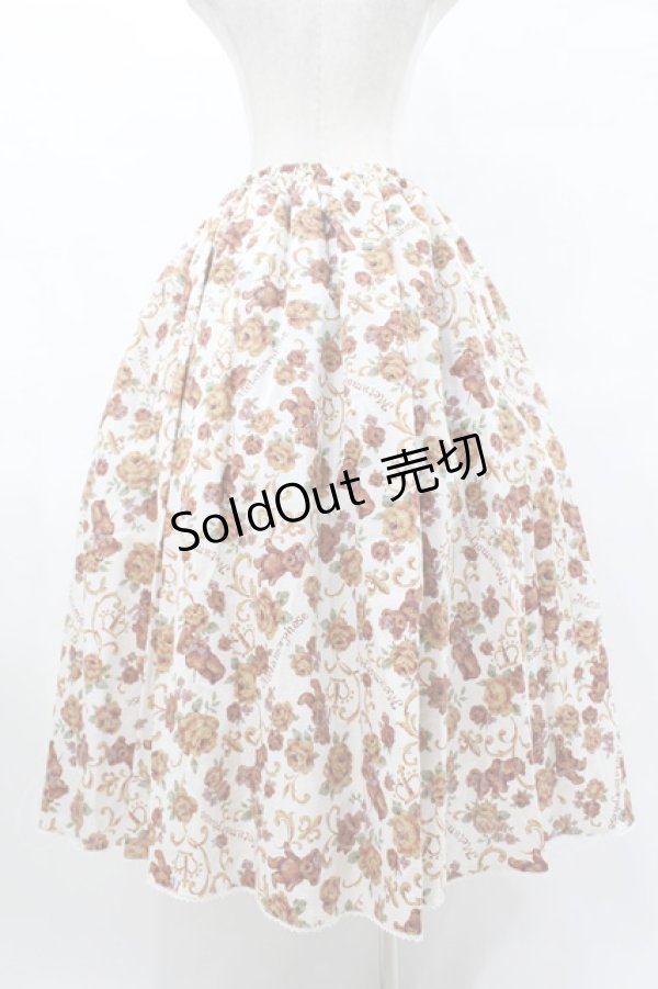 画像2: metamorphose / 【プラスサイズ】ゴブラン風くまちゃんロングフレアスカート プラスサイズ オフ白 H-25-06-19-1038-ME-SK-NS-ZH (2)