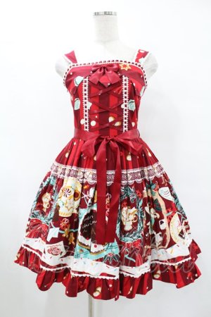 画像: 魔法茶会（海外ロリータブランド） / Sweet Christmasジャンパースカート S レッド H-25-06-19-1040-EL-OP-NS-ZH