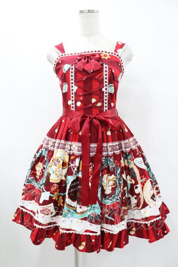 画像1: 魔法茶会（海外ロリータブランド） / Sweet Christmasジャンパースカート S レッド H-25-06-19-1040-EL-OP-NS-ZH (1)