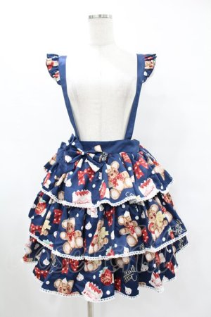 画像: Eieyomi（海外ロリータブランド） / Strawberry Cake Bearスカート Free ネイビー H-25-06-19-1044-0-SK-NS-ZH