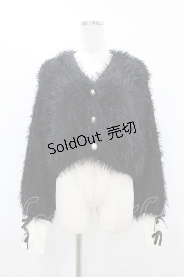 画像1: Me roir / あざといシャギーニットカーデ M ブラック H-25-06-19-1060-0-TO-NS-ZT425 (1)