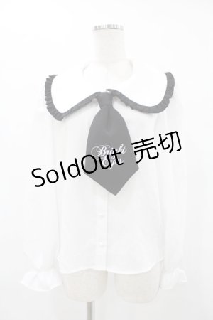 画像: Ank Rouge / 配色フリルネクタイブラウス M オフ/ブラック H-25-06-19-1063-CA-BL-NS-ZH