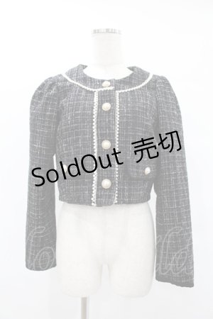 画像: Ank Rouge / パールトリムノーカラージャケット M ブラック H-25-06-19-1066-CA-JA-NS-ZH