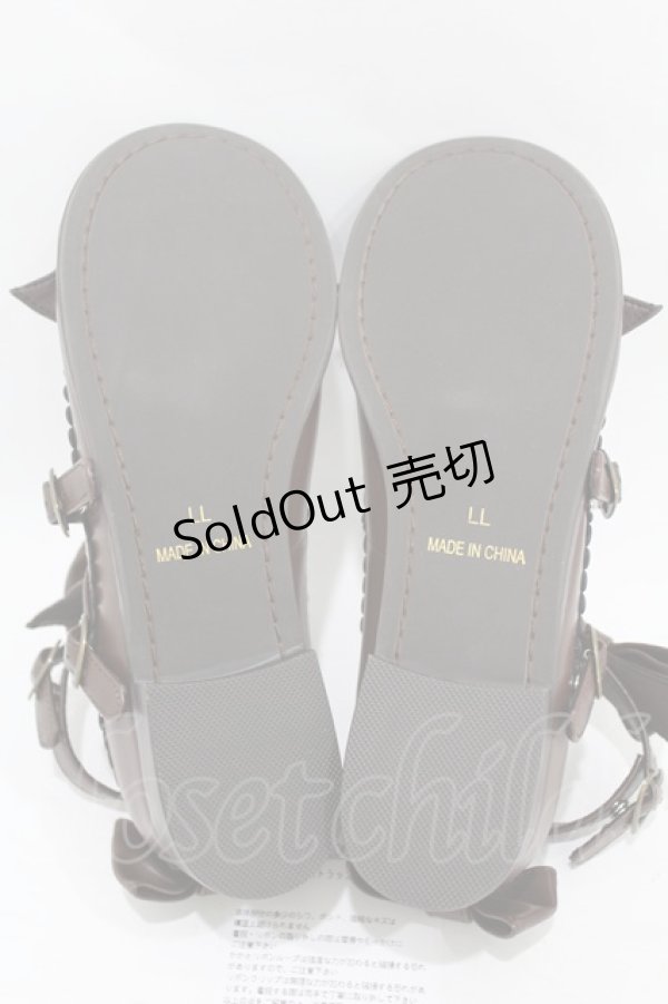画像3: metamorphose / トリプルリボンクロスストラップシューズ LL（25〜25.5cm） ブラウン H-25-06-19-1001-ME-SH-NS-ZH (3)
