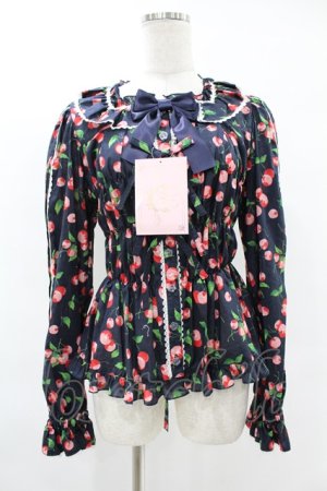 画像: metamorphose / Fluffy Cherry スクエアあきフリルブラウス(長袖) サイズ1 ネイビー H-25-06-19-1027-ME-BL-NS-ZH