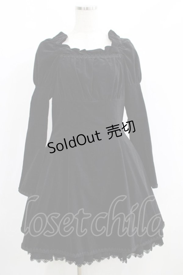 画像1: Moi-meme-Moitie / 別珍後ろ編み上げワンピース  ブラック H-25-06-19-007-MO-OP-KB-ZH (1)