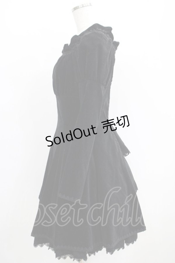 画像2: Moi-meme-Moitie / 別珍後ろ編み上げワンピース  ブラック H-25-06-19-007-MO-OP-KB-ZH (2)