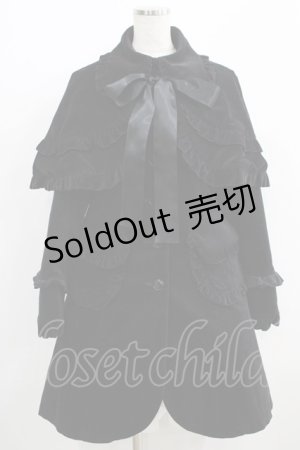 画像: PEACE NOW / ケープ付フリル別珍コート  ブラック H-25-06-19-002-PU-CO-KB-ZH