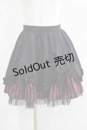 画像: PEACE NOW / 裾ストライプバッスル風スカート  黒×赤 H-25-06-19-014-PU-SK-KB-ZH
