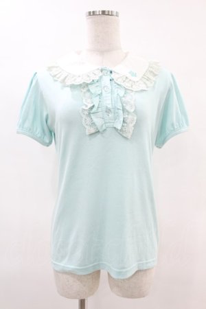 画像: ALGONQUINS / 刺繍襟パフカットソー  ミント H-25-06-20-1046-AL-TO-KB-ZH