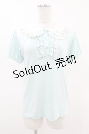 画像: ALGONQUINS / 刺繍襟パフカットソー  ミント H-25-06-20-1046-AL-TO-KB-ZH