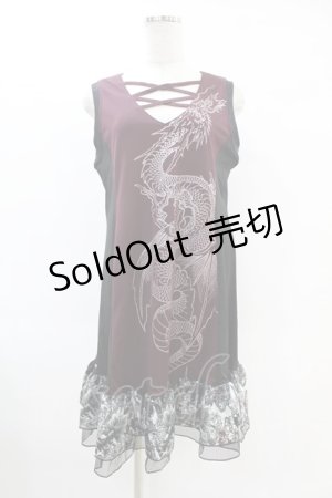 画像: Qutie Frash / チュニックワンピース  黒×エンジ H-25-06-20-1026-QU-OP-KB-ZH