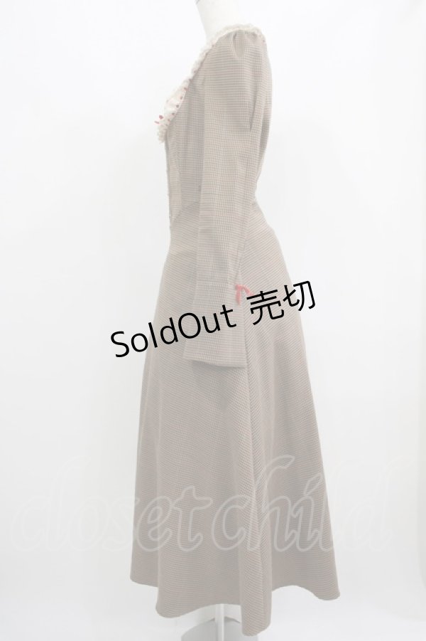 画像2: LACEMADE / 「公爵の荘園」千鳥格子コルセットドレス M ブラウン H-25-06-20-007-GO-OP-NS-ZH (2)
